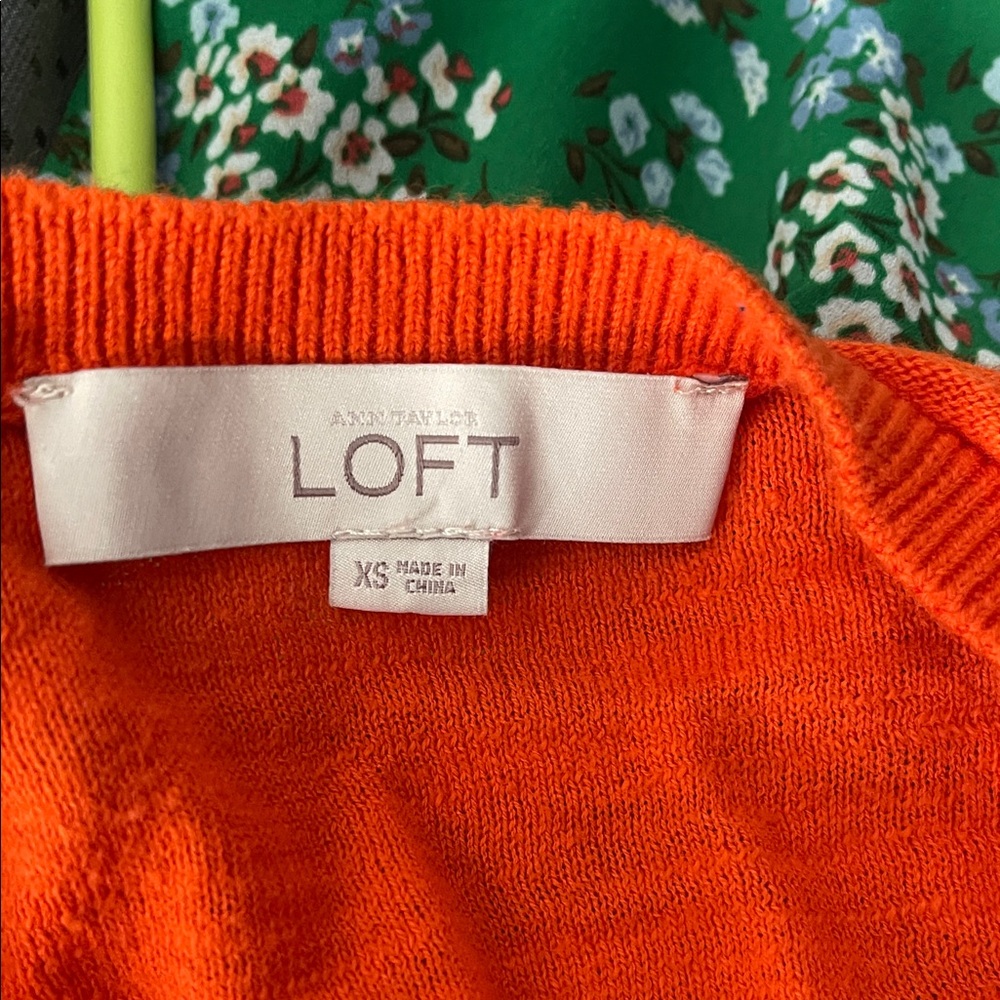 LOFT V-Neck Sweater in Vibrant Orange